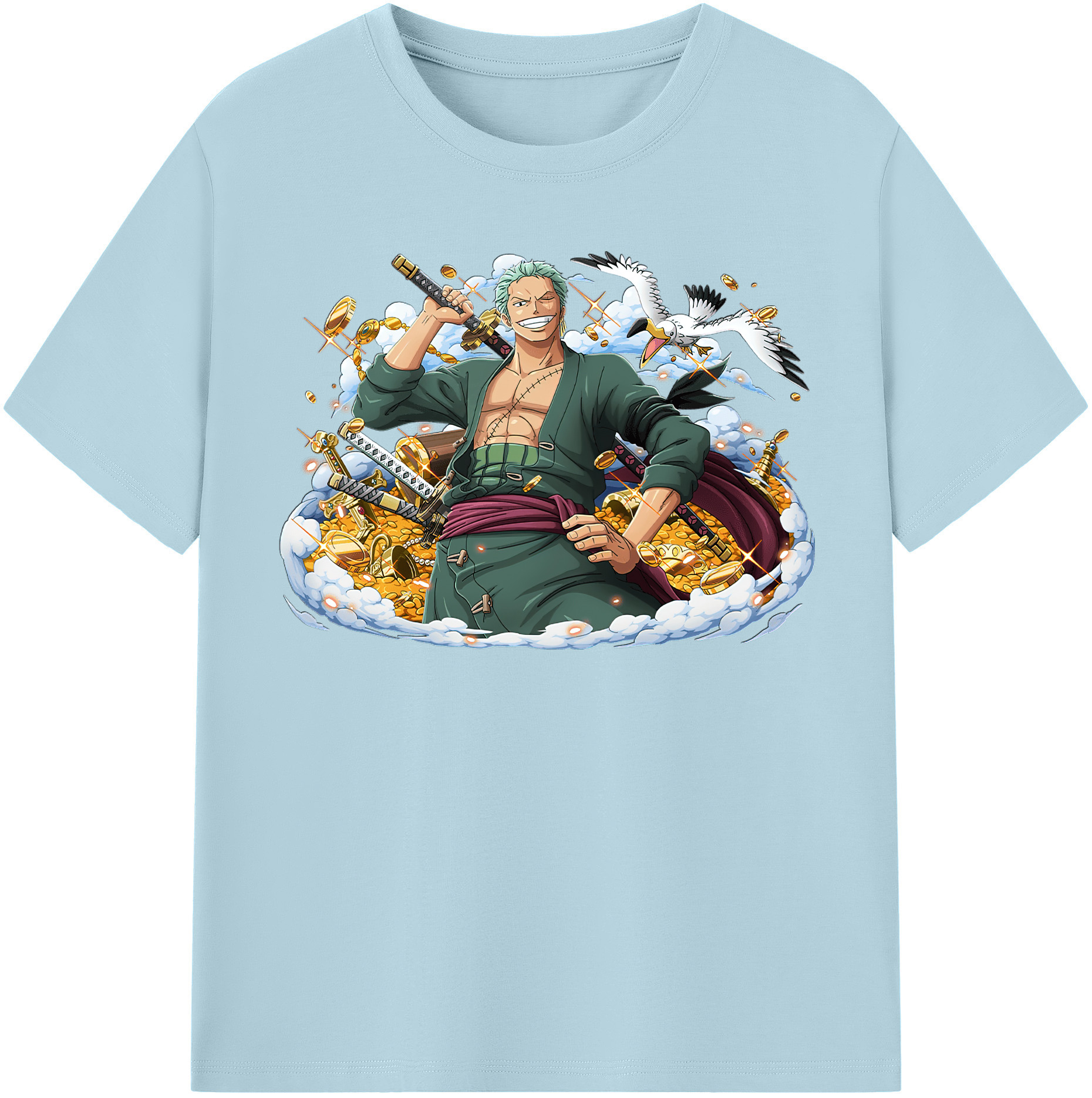 ワンピース ロロノア・ゾロ ONE PIECE Roronoa Zoro 綿100％半袖Tシャツ（フロントプリント）